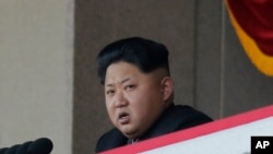 FILE - North Korean leader Kim Jong Un delivers remarks at a military parade in Pyongyang, North Korea, Oct. 10, 2015. 