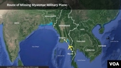 7일 미얀마 메르귀에서 양곤으로 향하던 군용기가 실종됐다. 실종된 군용기의 이동경로.