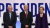 Senadores demócratas Bernie Sanders, Joe Biden y Elizabeth Warren. AFP.