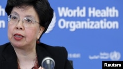 Direktur Jenderal WHO Margaret Chan menyampaikan kepada media persiapan darn respon WHO terhadap keadaan darurat kesehatan di Jenewa, Swiss (31/7).