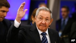 FILE - Cuba's President Raul Castro arrives for the 70th session of the United Nations General Assembly at U.N. headquarters in New York, Sept. 28, 2015.