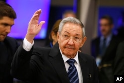 FILE - Cuba's President Raul Castro arrives for the 70th session of the United Nations General Assembly at U.N. headquarters in New York, Sept. 28, 2015.