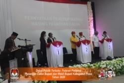 Suasana pelaksanaan Debat Publik Terbuka Pasangan Calon Bupati dan Wakil Bupati Kabupaten Poso 2020. Sabtu (31 Oktober 2020) Foto : KPU Kabupaten Poso