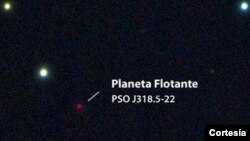 La imagen captada por el telescopio Pan-STARRS1, revela la posición del planeta solitario PSO J318.5-22 en la constelación de Capricornio.