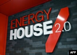 A logo is pictured at Energy House 2.0 in Salford, UK, Jan. 24, 2023.