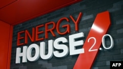 A logo is pictured at Energy House 2.0 in Salford, UK, Jan. 24, 2023.