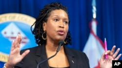 FILE - District of Columbia Mayor Muriel Bowser speaks during a news conference Nov. 9, 2022, in Washington.