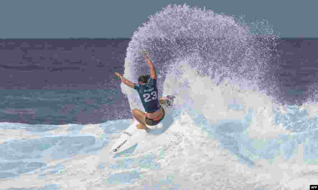 Australia's Tyler Wright competes on the final day of the 2023 Billabong Pro Pipeline on the north shore of Oahu, Hawaii, Feb. 8, 2023. 