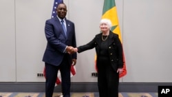 FILE - U.S. Treasury Secretary Janet Yellen meets with Senegal President Macky Sall during the U.S.-Africa Leaders Summit in Washington, Dec. 15, 2022.