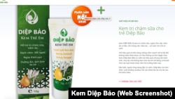 Kem trị tràm sữa Diệp Bảo được giới thiệu trên trang web chính thức tại Việt Nam.