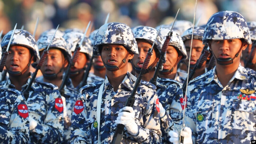Upacara peringatan 75 tahun Hari Kemerdekaan Myanmar di Naypyitaw, Myanmar, 4 Januari 2023. (Foto: AP)