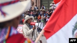 Andean people from Chumbivilcas take part in a protest against the government of Peruvian President Dina Boluarte in Cusco, Peru, Jan. 16, 2023.