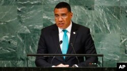 ARCHIVO - El primer ministro de Jamaica, Andrew Holness, se dirige a la 77ª sesión de la Asamblea General de las Naciones Unidas en la sede de la ONU, el 22 de septiembre de 2022.