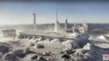 A view from the top of the observatory tower at Mount Washington State Park, where the wind chill dropped to -105° F (-79° C) is seen in a still image from a live camera in New Hampshire, Feb. 4, 2023. 
