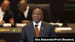 Le président Cyril Ramaphosa au parlement sud-africain.