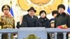 In this photo provided by the North Korean government, North Korean leader Kim Jong Un, center left, and his daughter attend a military parade to mark the 75th founding anniversary of the Korean People’s Army in Pyongyang, North Korea, Feb. 8, 2023.