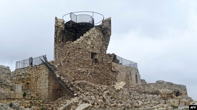 La antigua ciudadela de Alepo está dañada luego de un terremoto mortal que sacudió a Siria el 6 de febrero de 2023.