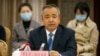 FILE - In this April 22, 2021, photo, Erkin Tuniyaz speaks during a press conference in Urumqi in northwestern China's Xinjiang Uyghur Autonomous Region.
