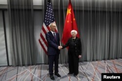 美國財長耶倫與中國副總理劉鶴在蘇黎世舉行會談。（2023年1月18日）