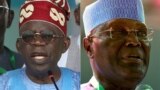 Bola Tinubu of Nigeria's ruling All Progressive Congress (L) and Atiku Abubakar of the opposition Peoples Democratic Party (R).