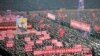 朝鲜民众在平壤集会，支持朝鲜劳动党中央委员会的决定。（2023年1月5日）