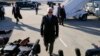 President Joe Biden walks over to speak with the media after stepping off Air Force One at Hagerstown Regional Airport in Hagerstown, Maryland, Feb. 4, 2023.