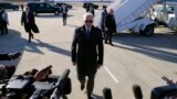 President Joe Biden walks over to speak with the media after stepping off Air Force One at Hagerstown Regional Airport in Hagerstown, Maryland, Feb. 4, 2023.