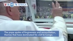 VOA60 Africa - DR Congo: Pope Francis addresses more than 65,000 young people at Kinshasa stadium