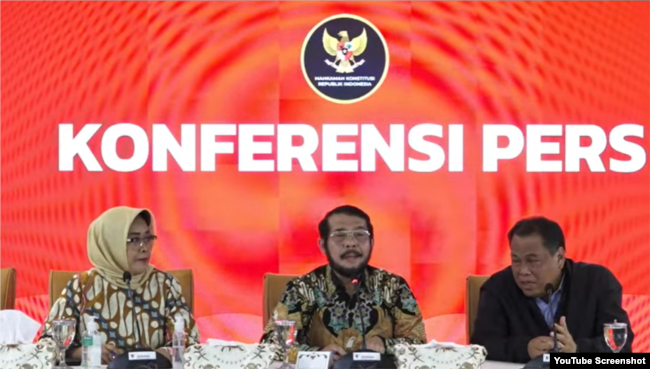Ketua MK Anwar Usman saat menggelar konferensi pers di Jakarta, Senin (20/1/2023). (Foto: tangkapan layar)