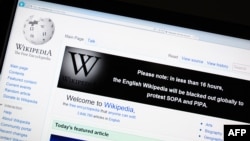 FILE - The online encyclopedia Wikipedia is viewed on Jan. 17, 2012 in Washington, D.C. 