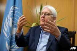 Martin Griffiths, U.N. Under-Secretary General for Humanitarian Affairs and Emergency Relief, speaks with AFP at the U.N. Compound in Kabul, Jan. 25, 2023.