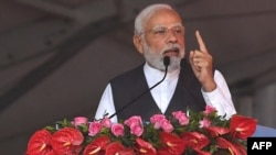 FILE - India's Prime Minister Narendra Modi speaks during a rally in Mumbai, Jan. 19, 2023. 