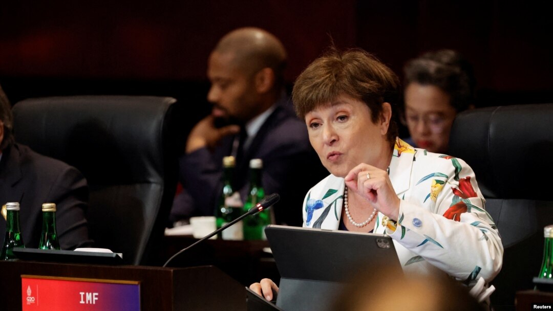 FILE: Managing Director of IMF Kristalina Georgieva attends a session during the G20 Leaders' Summit, in Nusa Dua, Bali, Indonesia, on Nov. 16, 2022.