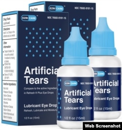 Screenshot of EzriCare Artificial Tears, which are over-the-counter eye drops that have been linked to an outbreak of drug-resistant infections.