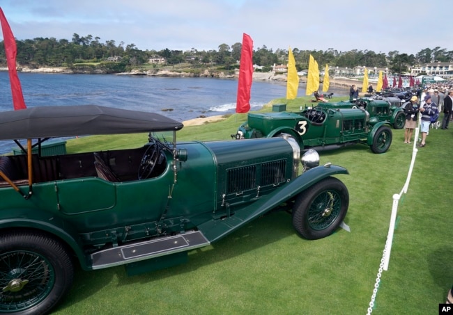 FILE - Classic cars at the 2019 Pebble Beach Concours d'Elegance. (Tony Avelar /AP Images for Flexjet)