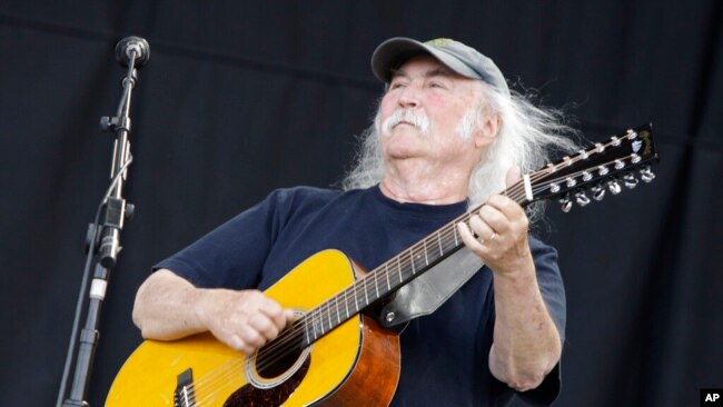 FILE - David Crosby performs at Glastonbury Festival in England, June 27, 2009. Crosby, the brash troubadour of folk-rock music, has died at age 81. His death was reported Jan. 19, 2023, by multiple outlets.