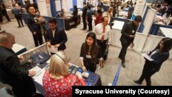 Students at Syracuse University attend a career fair. (Photo courtesy of Syracuse University)