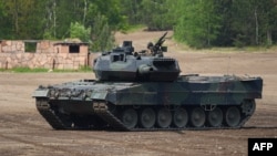 FILE - This file photo taken on May 20, 2019 shows a Leopard 2 A7 main battle tank.