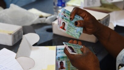 Permanent voters cards at a distribution centre in Lagos, ahead of