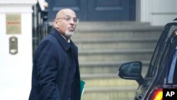 Britain's Conservative Party Chairman Nadhim Zahawi arrives at the Conservative Party head office in Westminster, central London, Jan. 23, 2023.