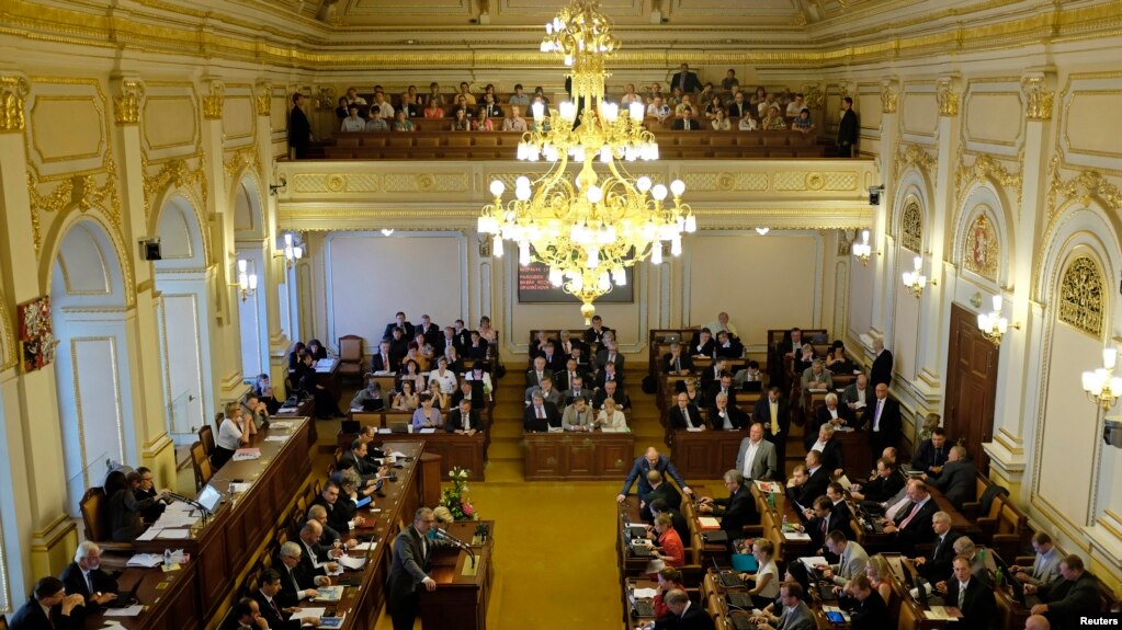 FILE - A general view shows the Czech Parliament during its session in Prague, July 17, 2013. 