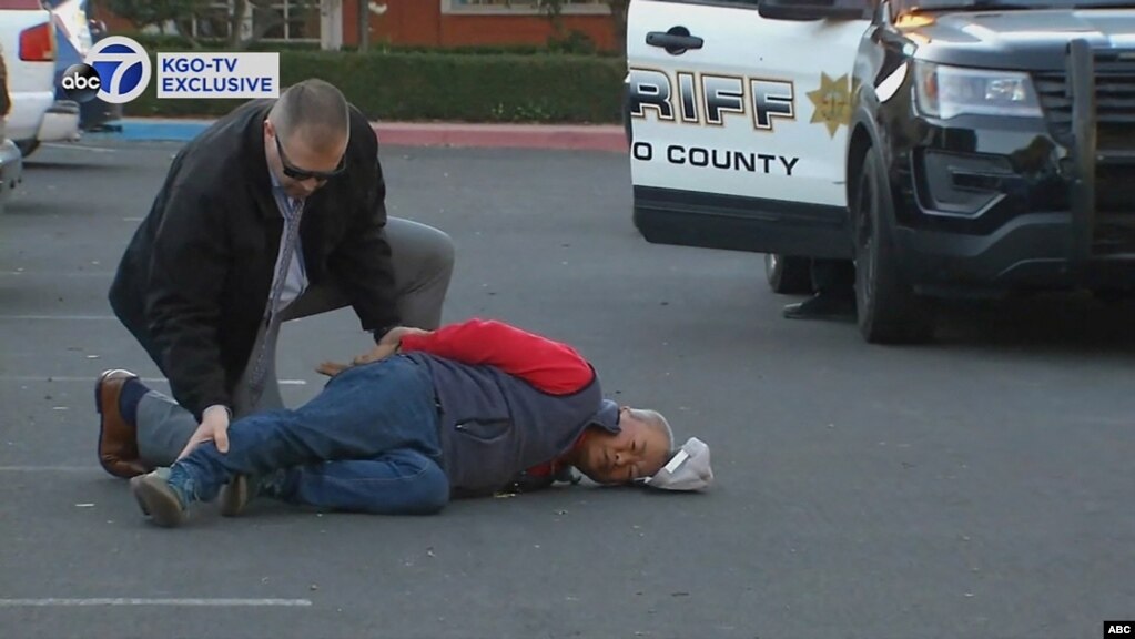 加州半月湾市枪击案凶嫌赵春利被警方逮捕。（2023年1月23日）(photo:VOA)