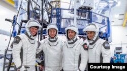 The crew of Axiom’s Ax-1 mission to the International Space Station is shown in this undated photo. From left, Larry Connor, Michael Lopez-Alegria, Mark Pathy, Eytan Stibbe. (Image Courtesy: SpaceX/Axiom Space)