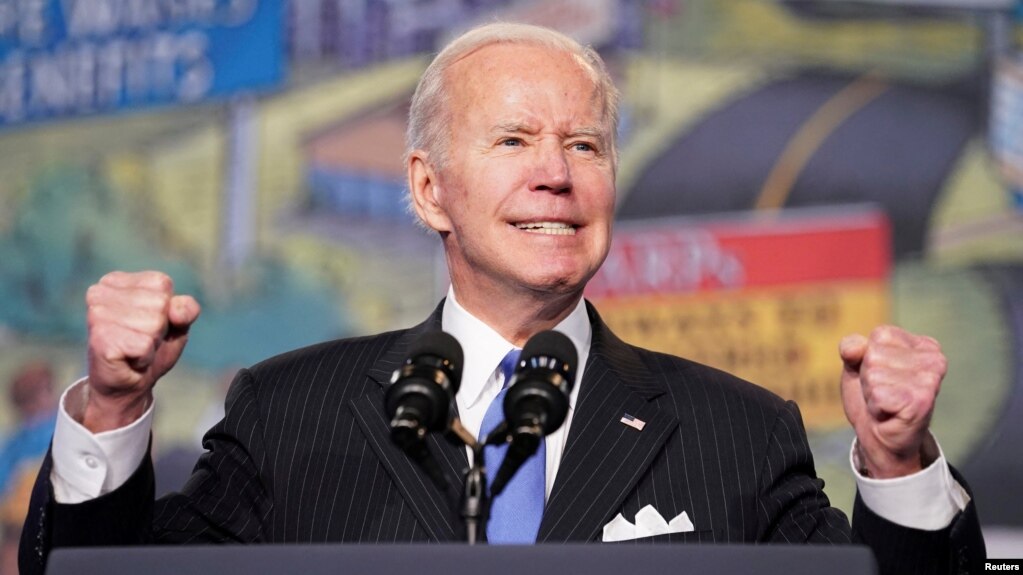 Presiden AS Joe Biden berbicara di Washington, DC Rabu (6/4). 