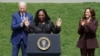 Judge Ketanji Brown Jackson acknowledges the cheers of the crowd while U.S. President Joe Biden and Vice President Kamala Harris applaud as Jackson speaks about her confirmation as the first Black woman to serve on the U.S. Supreme Court, at the White House, April 08, 2022.