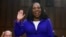 Supreme Court nominee Judge Ketanji Brown Jackson is sworn in for her confirmation hearing before the Senate Judiciary Committee on March 21, 2022, on Capitol Hill in Washington. 
