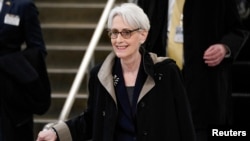 FILE - U.S. Deputy Secretary of State Wendy Sherman walks through the Senate Subway on her way to a security briefing for senators on Russia’s invasion of Ukraine, on Capitol Hill in Washington, U.S., March 30, 2022.