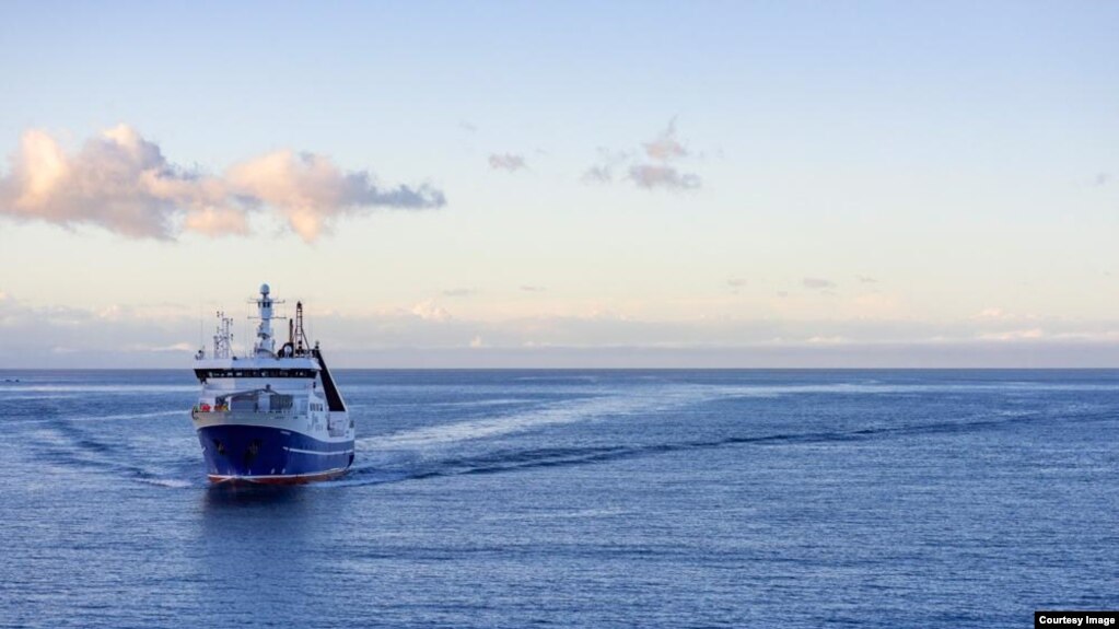 This undated image shows the RV Tangaroa, operated by New Zealand’s National Institute of Water and Atmospheric Research (NIWA). The ship is heading to Tonga to measure the effects of January’s undersea volcano explosion. (Photo Credit: Dave Allen/NIWA)