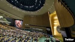 На чрезвычайной сессии ГА ООН в Нью-Йорке. 7 апреля 2022