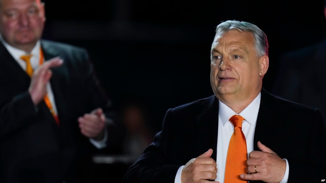 Mađarski premijer Viktor Orban u izbornoj noći aprila 2022, kada je osvojio četvrti uzastopni mandat